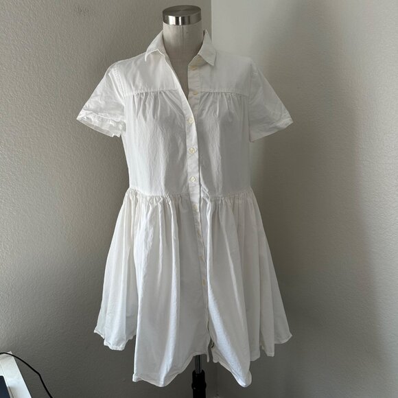 Kate Spade Broome Street Poplin Swing Short Dress  Short Sleeve Minimalist White - Picture 1 of 11